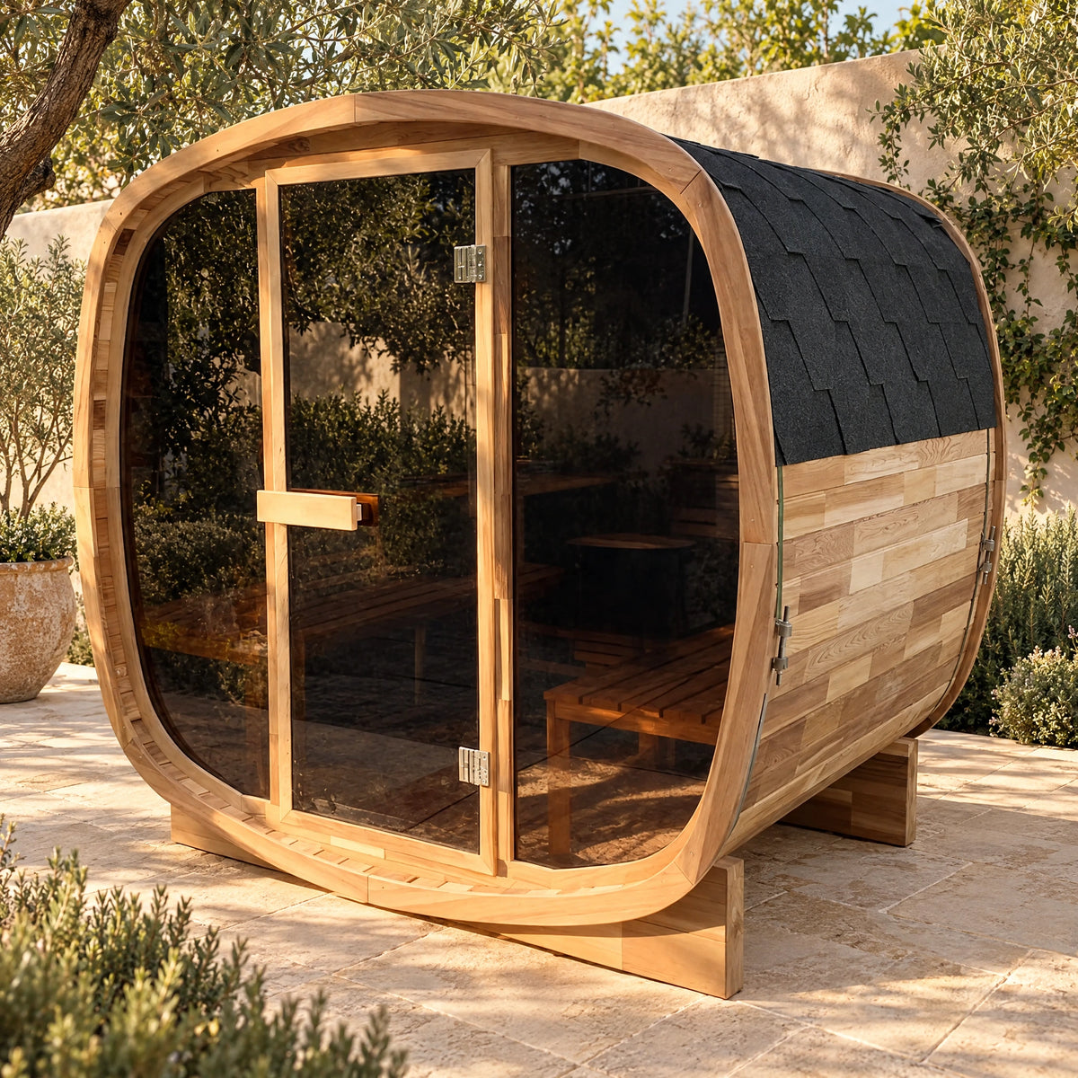 Red Cedar Glass-Front Sauna